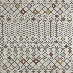Loops Cream/Multicolor 5 ft. x 7 ft. Southwestern Area Rug by Eviva