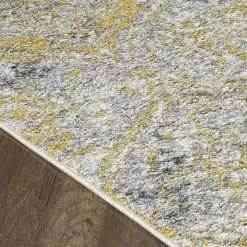 Loops Cream/Yellow 2.2 ft. x 8 ft. Oriental Runner Rug by Eviva -Eviva Sales Store cream yellow eviva area rugs rg1145 2x8cy c3 1000