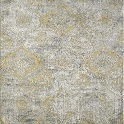 Loops Cream/Yellow 3 ft. x 5 ft. Oriental Area Rug by Eviva