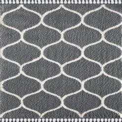 Eviva Sales Store 18 Oval Dark Gray/Cream 8 ft. W x 10 ft. L Trellis Area Rug by Eviva