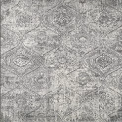 Loops Gray/Cream 2.2 ft. x 8 ft. Oriental Runner Rug by Eviva