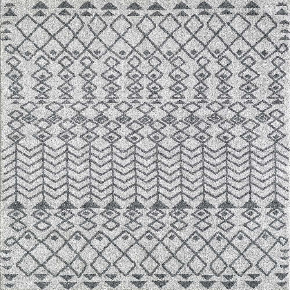 Loops Gray/Dark Gray 2.2 ft. x 8 ft. Southwestern Runner Rug by Eviva 1 Loops Gray/Dark Gray 2.2 ft. x 8 ft. Southwestern Runner Rug by Eviva