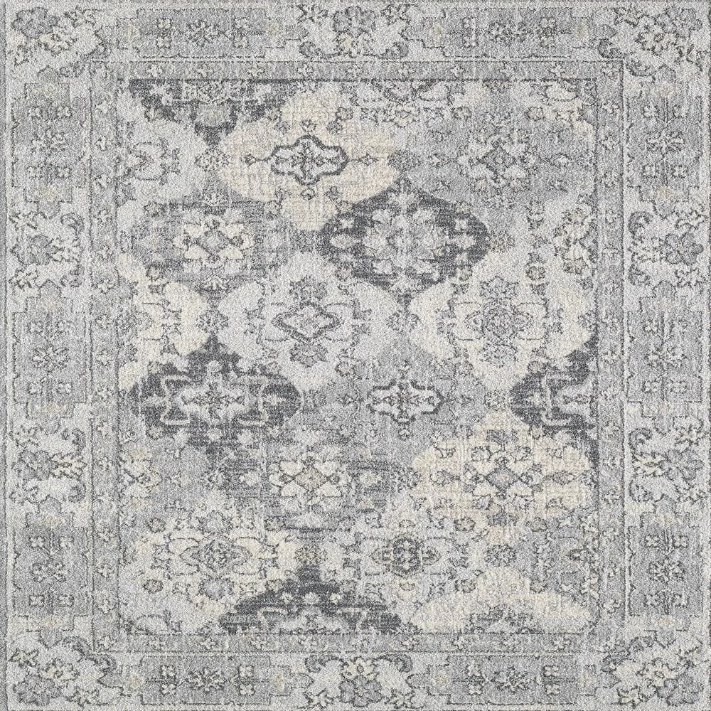Mosaic Gray/Dark Gray 5 ft. x 7 ft. Oriental Area Rug by Eviva 1 Mosaic Gray/Dark Gray 5 ft. x 7 ft. Oriental Area Rug by Eviva
