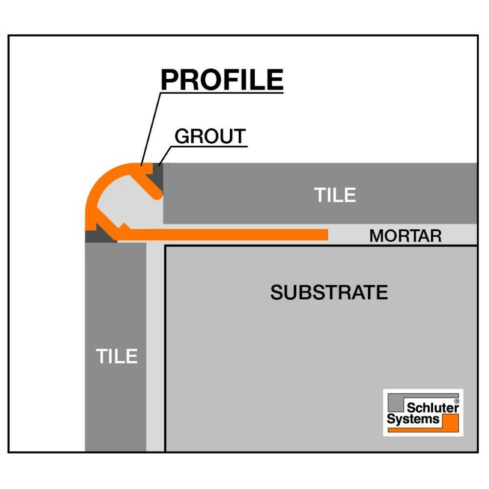 Rondec Greige 1/2 in. x 8 ft. 2-1/2 in. Color-Coated Aluminum Bullnose Tile Edging Trim by Schluter 2 Rondec Greige 1/2 in. x 8 ft. 2-1/2 in. Color-Coated Aluminum Bullnose Tile Edging Trim by Schluter - Image 2