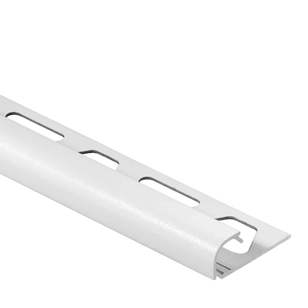 Rondec Matte White 1/2 in. x 8 ft. 2-1/2 in. Color-Coated Aluminum Bullnose Tile Edging Trim by Schluter 1 Rondec Matte White 1/2 in. x 8 ft. 2-1/2 in. Color-Coated Aluminum Bullnose Tile Edging Trim by Schluter