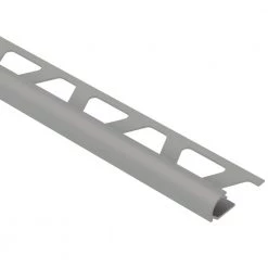 Rondec Metallic Grey 1/4 in. x 8 ft. 2-1/2 in. Color-Coated Aluminum Bullnose Tile Edging Trim by Schluter