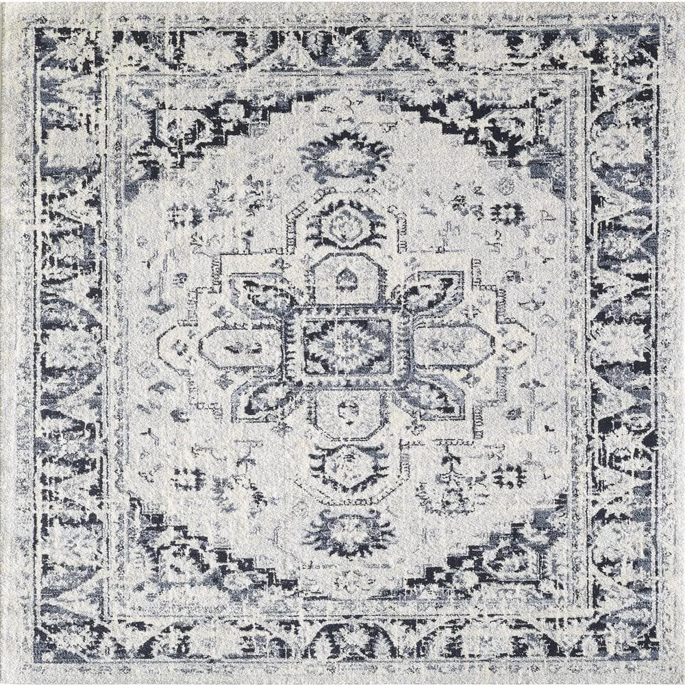 Capricorn Navy/Cream 3 ft. x 5 ft. Oriental Area Rug by Eviva 1 Capricorn Navy/Cream 3 ft. x 5 ft. Oriental Area Rug by Eviva