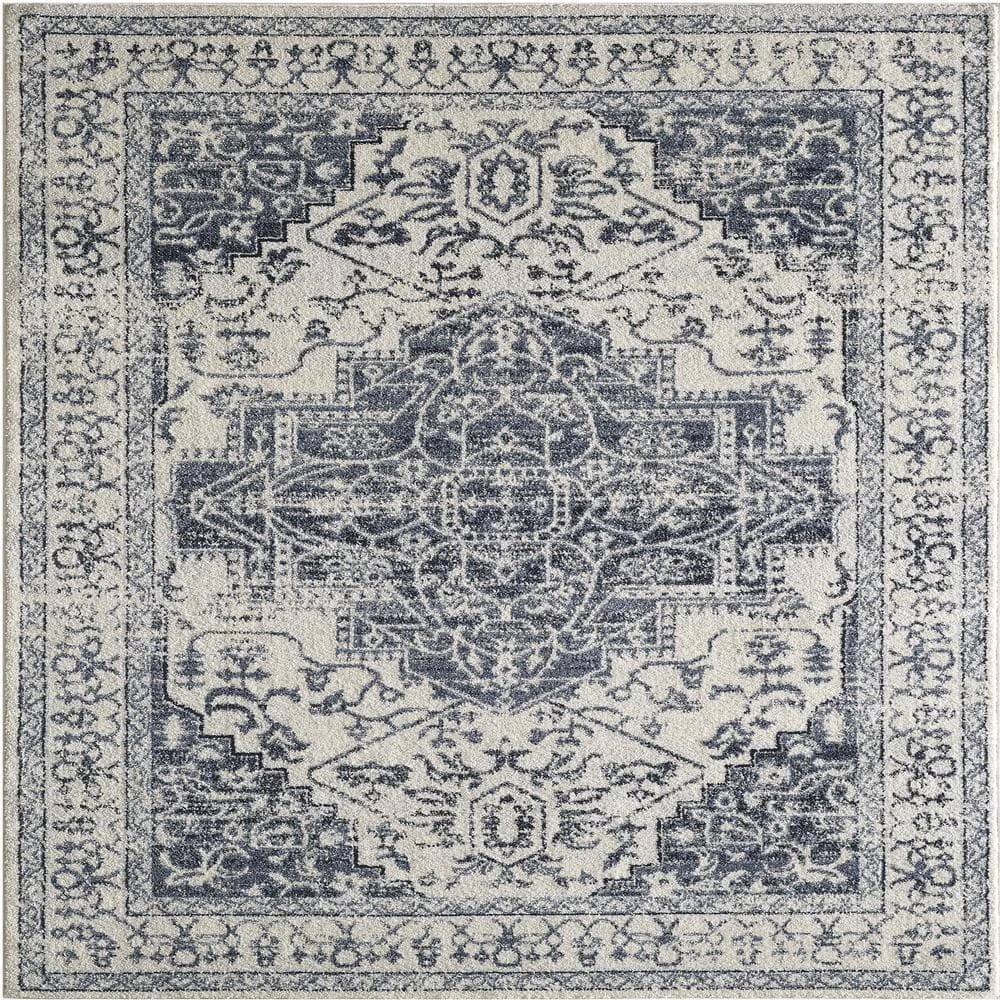 Venus Navy/Cream 2.2 ft. x 8 ft. Oriental Runner Rug by Eviva 1 Venus Navy/Cream 2.2 ft. x 8 ft. Oriental Runner Rug by Eviva