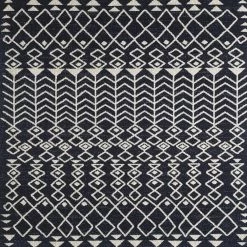 Loops Navy/Cream 10 ft. x 12 ft. Southwestern Area Rug by Eviva