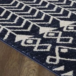 Loops Navy/Cream 3 ft. x 5 ft. Southwestern Area Rug by Eviva -Eviva Sales Store navy cream eviva area rugs rg1129 3x5nc c3 1000