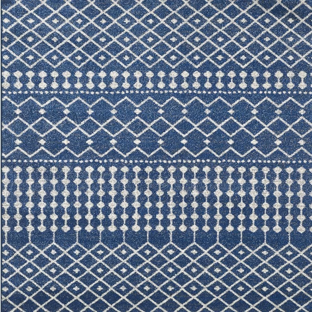 Grid Navy/Cream 8 ft. x 10 ft. Geometric Area Rug by Eviva 1 Grid Navy/Cream 8 ft. x 10 ft. Geometric Area Rug by Eviva