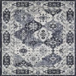 Mosaic Navy/Gray 2.2 ft. x 8 ft. Oriental Runner Rug by Eviva