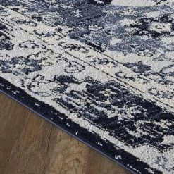 Mosaic Navy/Gray 2.2 ft. x 8 ft. Oriental Runner Rug by Eviva -Eviva Sales Store navy gray eviva area rugs rg1130 2x8ng c3 1000