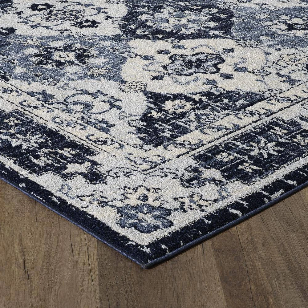 Mosaic Navy/Gray 6 ft. x 9 ft. Oriental Area Rug by Eviva 2 Mosaic Navy/Gray 6 ft. x 9 ft. Oriental Area Rug by Eviva - Image 2