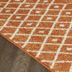 Grid Orange/Cream 10 ft. x 12 ft. Geometric Area Rug by Eviva -Eviva Sales Store orange cream eviva area rugs rg1158 10x12oc c3 1000