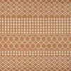 Grid Orange/Cream 5.1 ft. W x 5.1 ft. L Round Geometric Rug by Eviva