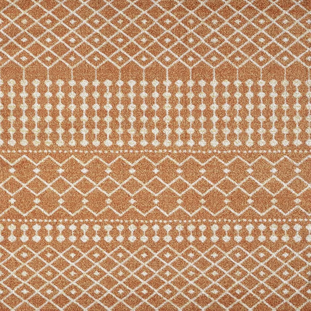 Grid Orange/Cream 5.1 ft. W x 5.1 ft. L Round Geometric Rug by Eviva 1 Grid Orange/Cream 5.1 ft. W x 5.1 ft. L Round Geometric Rug by Eviva