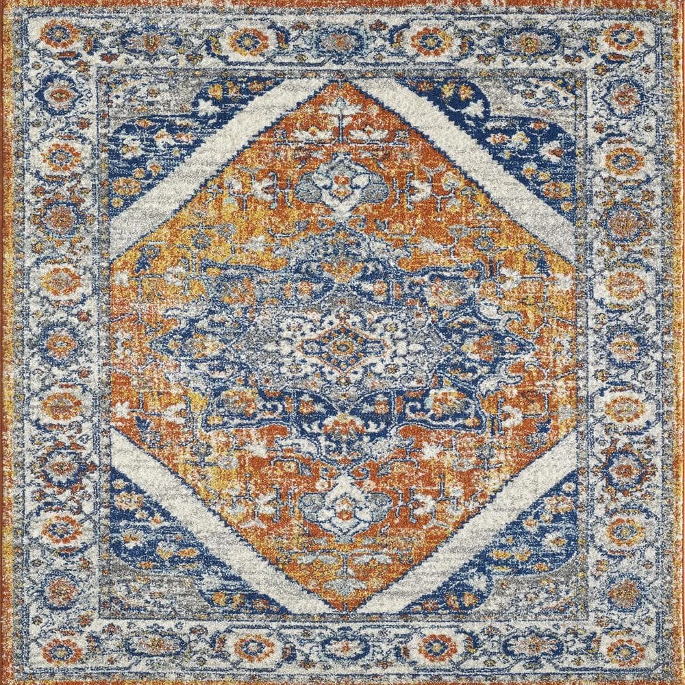 Vintage Orange/Navy 6 ft. x 9 ft. Oriental Area Rug by Eviva 1 Vintage Orange/Navy 6 ft. x 9 ft. Oriental Area Rug by Eviva