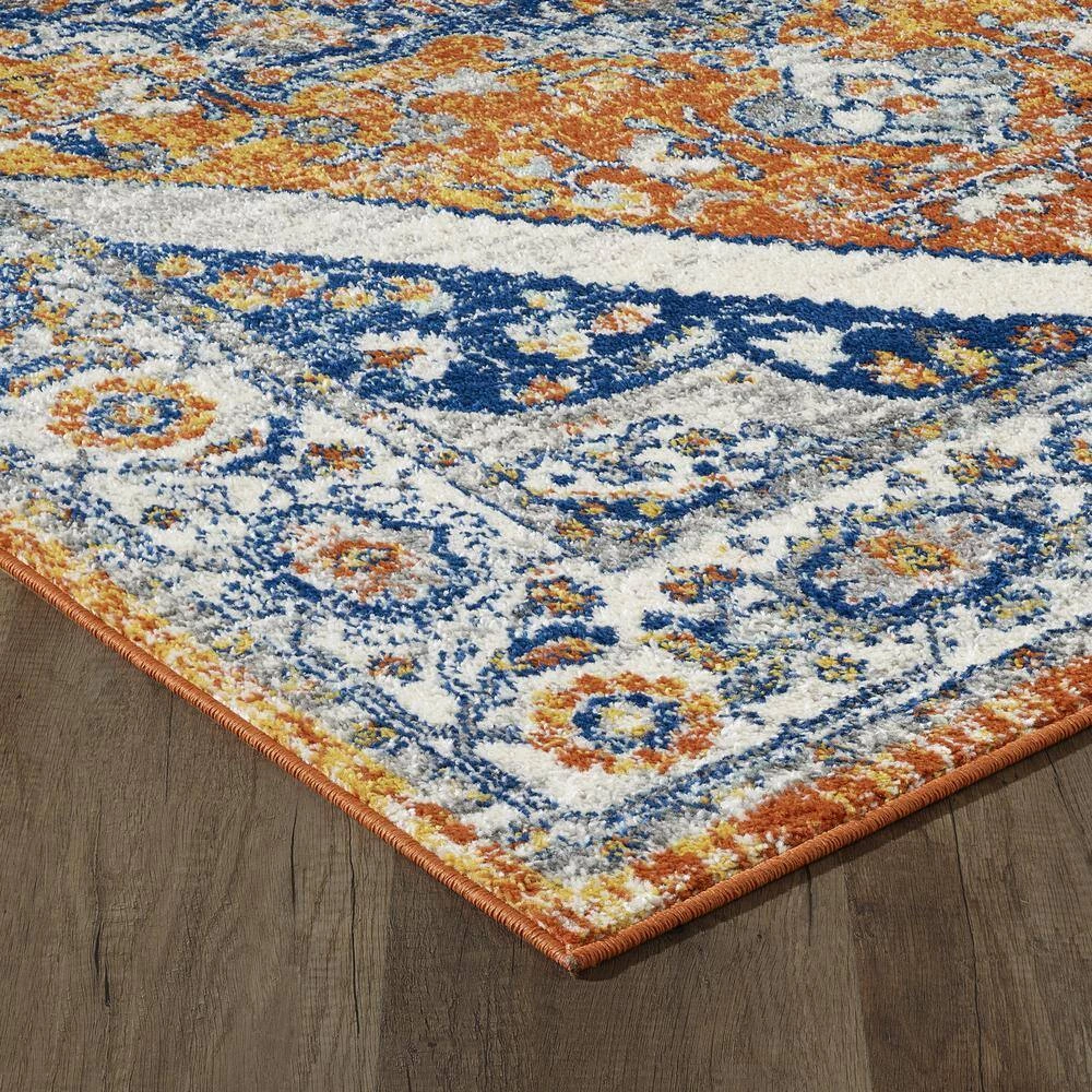 Vintage Orange/Navy 6 ft. x 9 ft. Oriental Area Rug by Eviva 2 Vintage Orange/Navy 6 ft. x 9 ft. Oriental Area Rug by Eviva - Image 2