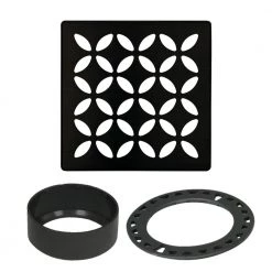 Kerdi-Drain 4 in. Matte Black Floral Drain Grate by Schluter