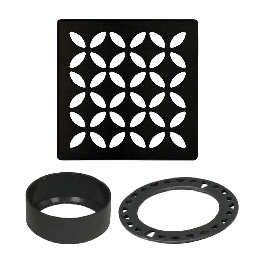 Kerdi-Drain 4 in. Matte Black Floral Drain Grate by Schluter 1 Kerdi-Drain 4 in. Matte Black Floral Drain Grate by Schluter