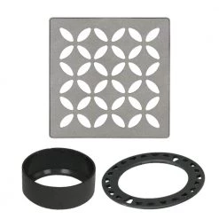 Kerdi-Drain 4 in. Stone Grey Floral Drain Grate by Schluter