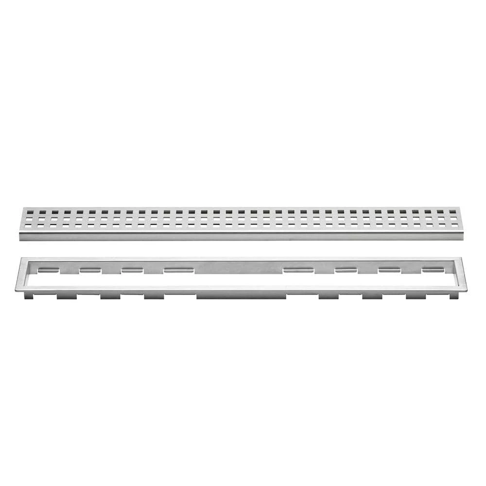 Kerdi-Line Brushed Stainless Steel 43-5/16 in. Perforated Grate Assembly with 3/4 in. Frame by Schluter 1 Kerdi-Line Brushed Stainless Steel 43-5/16 in. Perforated Grate Assembly with 3/4 in. Frame by Schluter