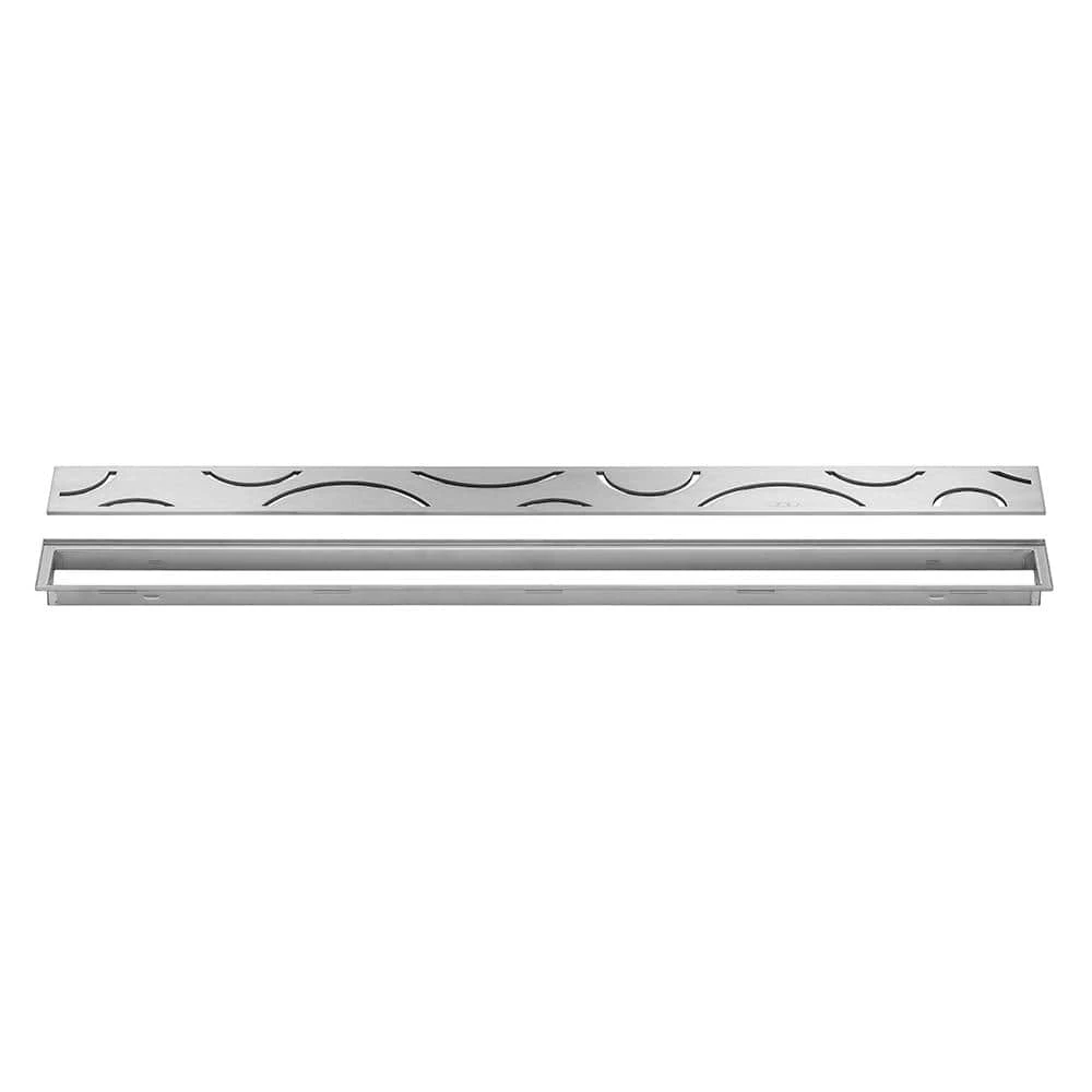 Kerdi-Line Brushed Stainless Steel 23-5/8 in. Curve Grate Assembly with 29/32 in. Frame by Schluter 1 Kerdi-Line Brushed Stainless Steel 23-5/8 in. Curve Grate Assembly with 29/32 in. Frame by Schluter
