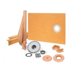 Kerdi-Shower-Kit 38 in. x 60 in. Off-Center Shower Kit in PVC with Stainless Steel Drain Grate by Schluter