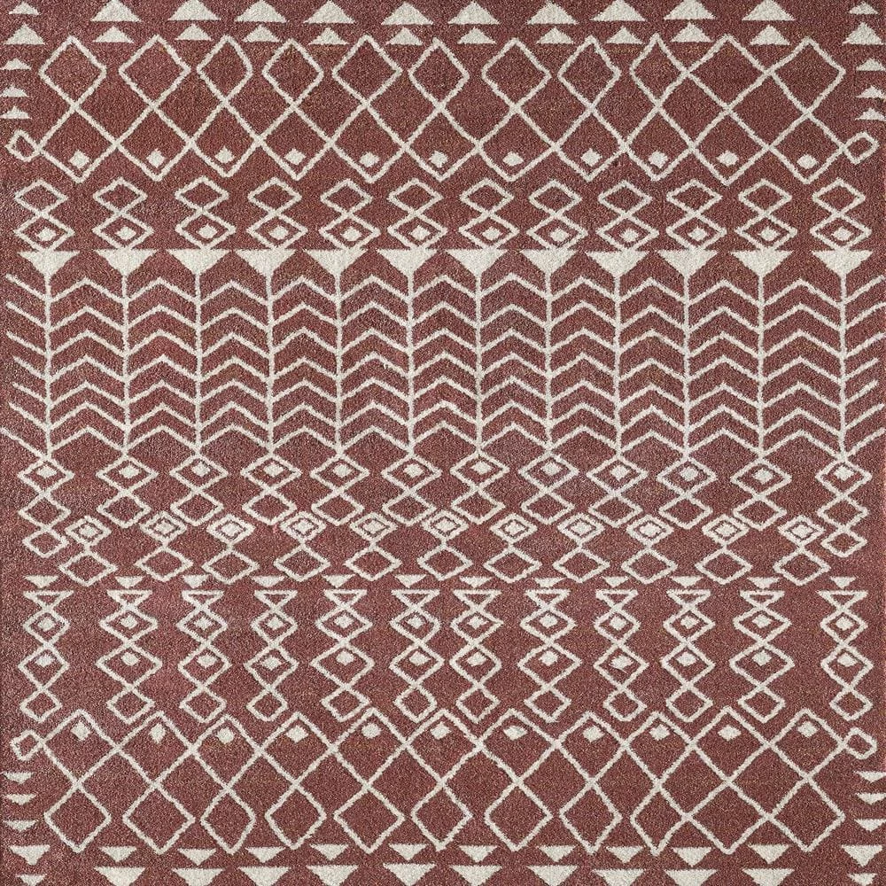 Loops Terracotta/Cream 2.2 ft. x 8 ft. Southwestern Runner Rug by Eviva 1 Loops Terracotta/Cream 2.2 ft. x 8 ft. Southwestern Runner Rug by Eviva