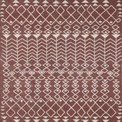 Loops Terracotta/Cream 8 ft. x 10 ft. Southwestern Area Rug by Eviva